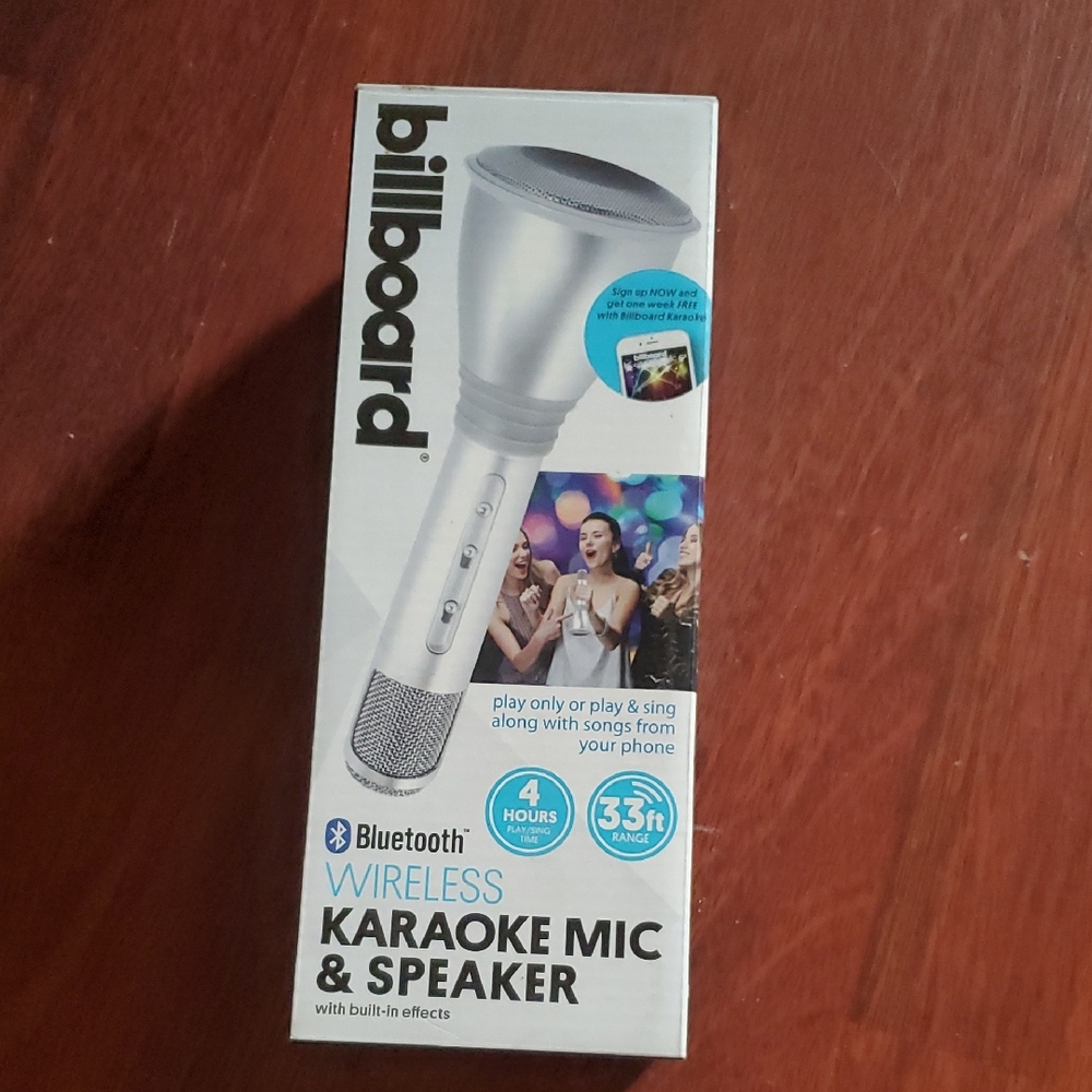 Silver Portable Karaoke Mic With Bluetooth